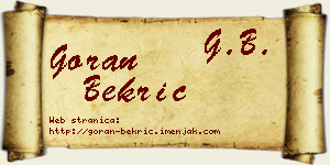 Goran Bekrić vizit kartica